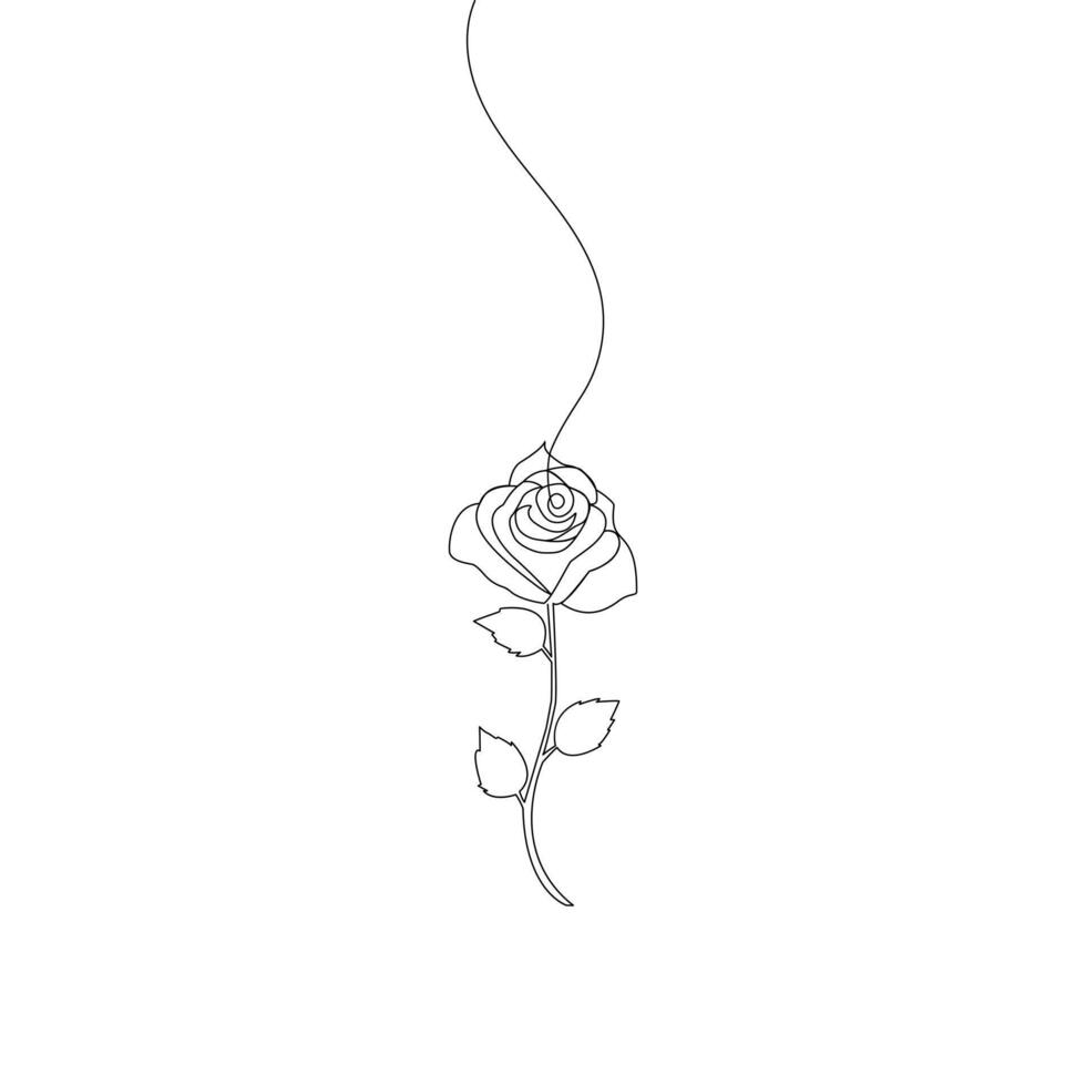 Rose continuous single-line art uses one elegant stroke to evoke the softness and beauty of a rose, reflecting simplicity and sophistication. vector