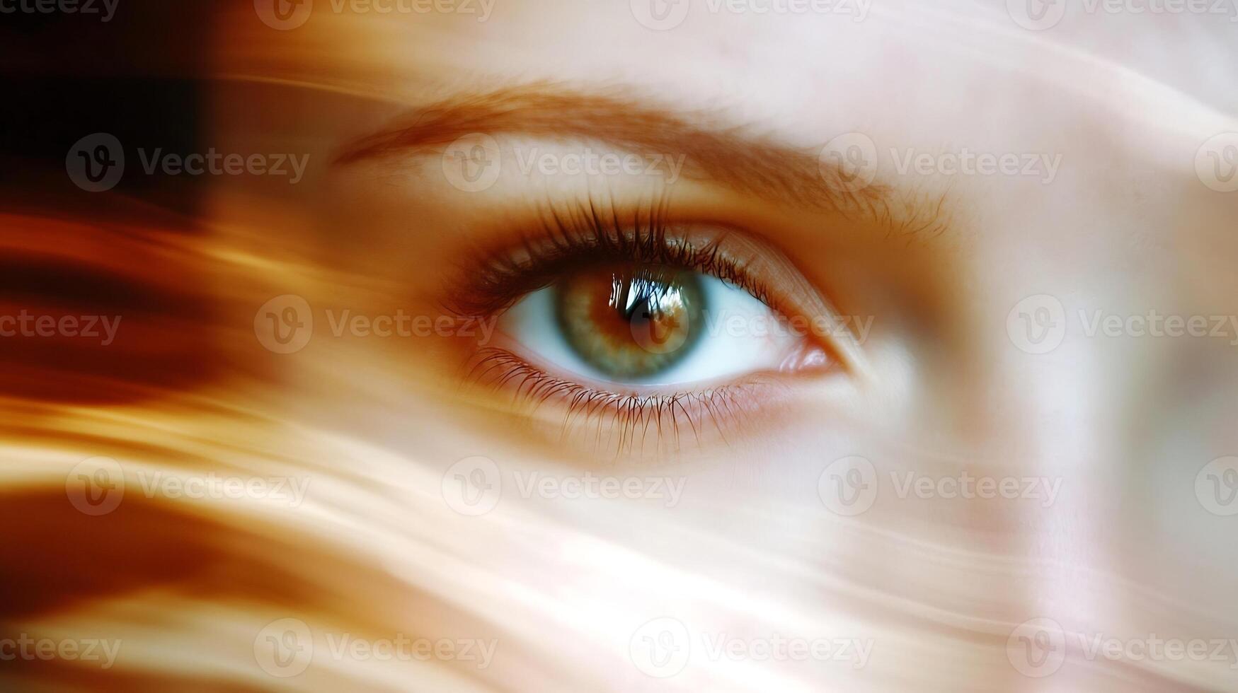 Mystical Close-Up of Human Eye with Dynamic Motion Light Effects photo