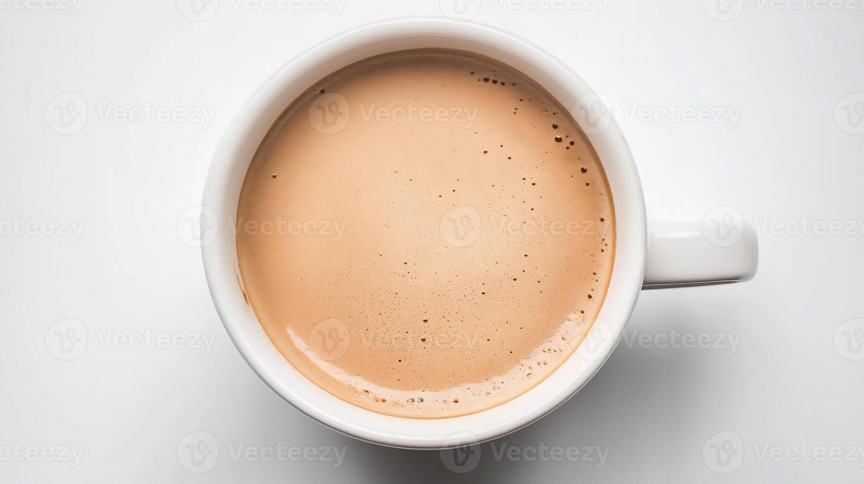 Top View of Simple Coffee in White Mug on Clean White Background for Minimalistic Design photo