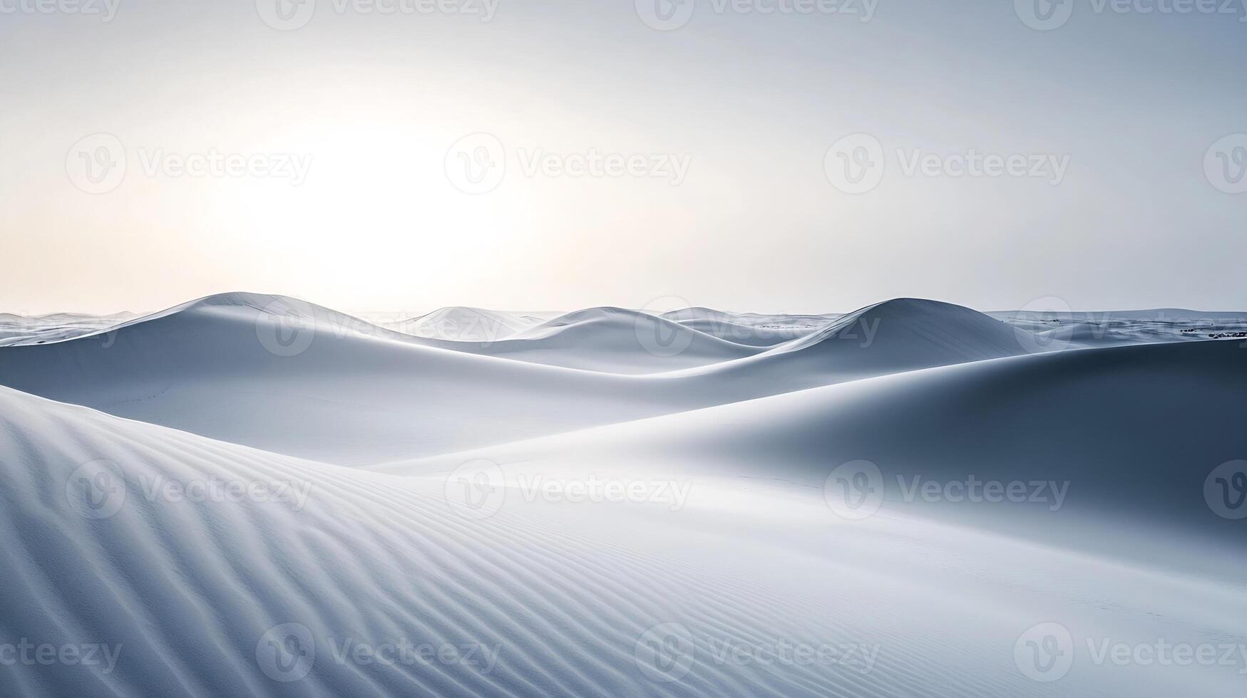 Serene Minimalistic Desert Landscape with Sand Dunes and Soft Sunrise Lighting for Perfect Tranquil Atmosphere photo