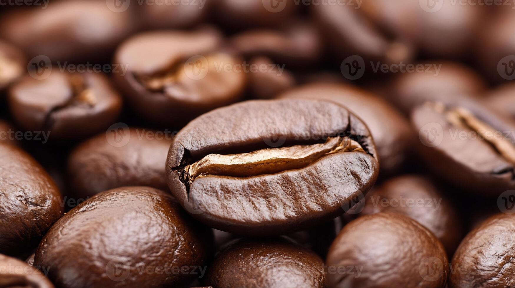 Close-Up of Shiny Brown Coffee Beans with Rich Aroma Ready for Grinding photo