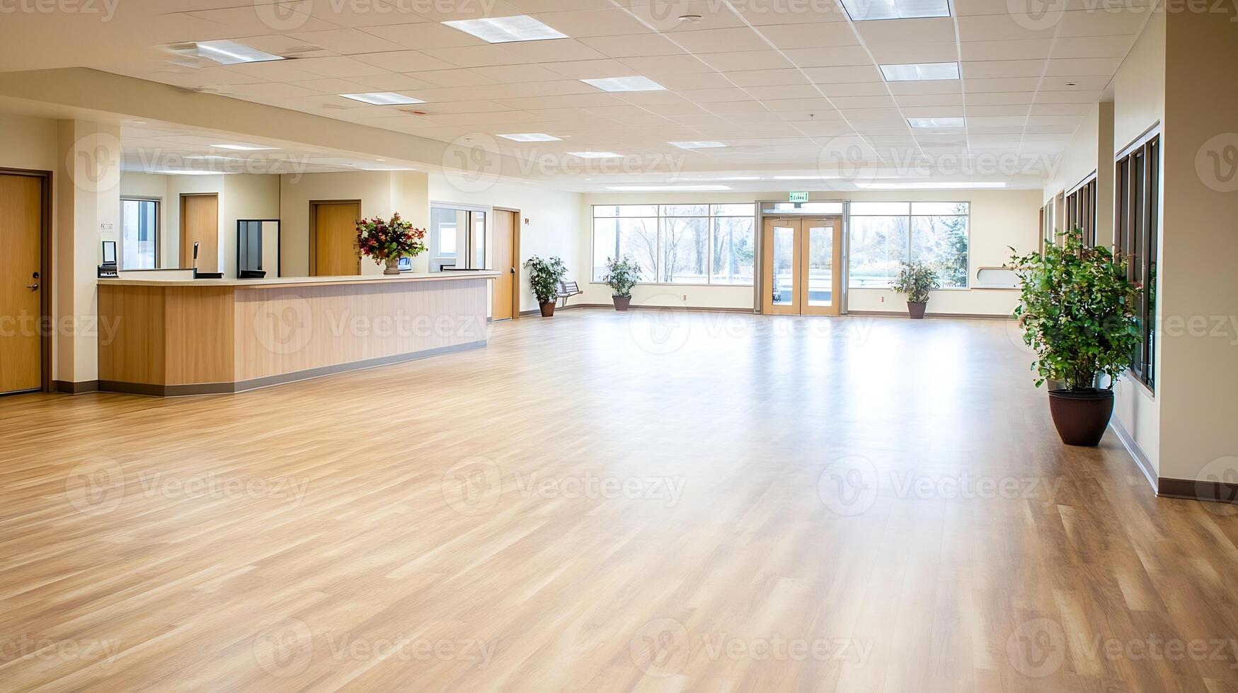 Spacious Reception Area with Modern Interior and Natural Light photo
