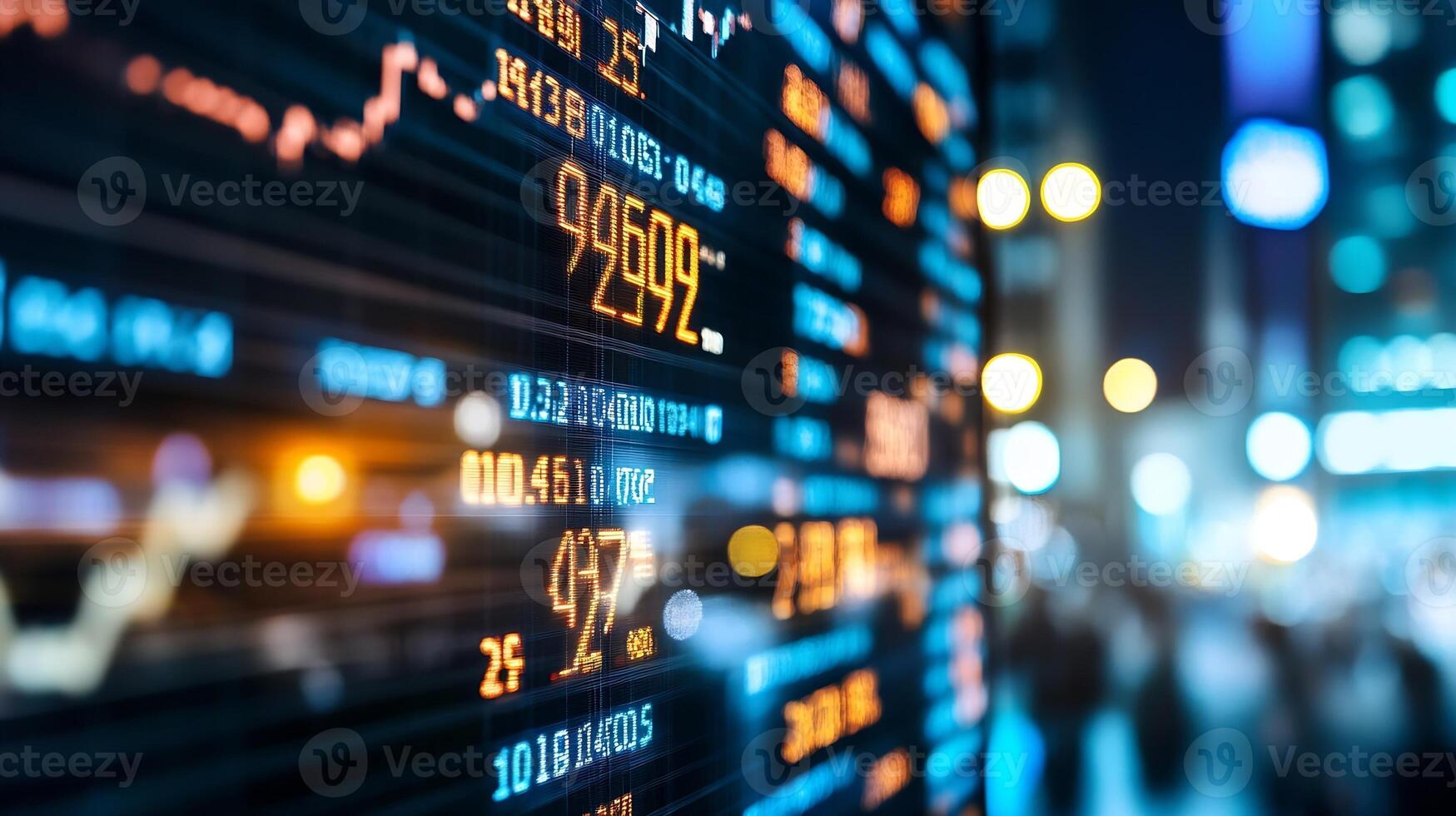 Dynamic Stock Market Data with Blurred Background in Financial Scene photo
