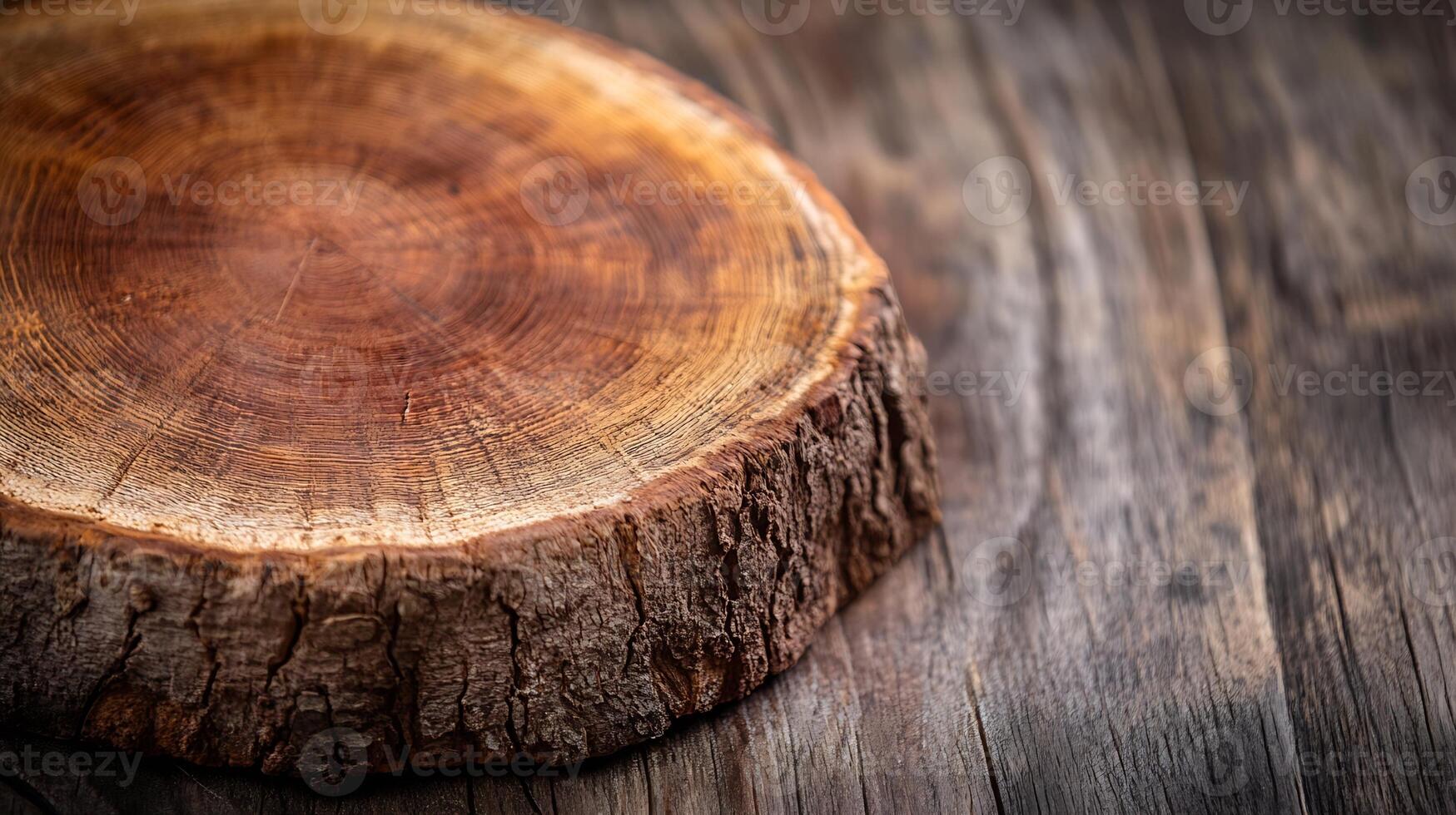 Close-Up of Rustic Wooden Tree Slice with Beautiful Texture and Natural Patterns photo