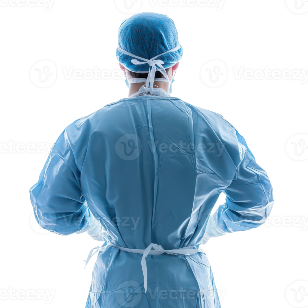 Back View of a Surgeon Performing an Operation Transparent Background. png