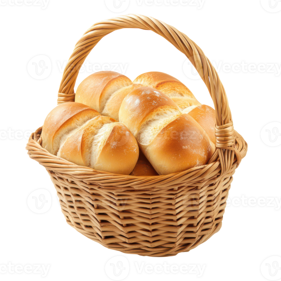 Fresh Bread in Picnic Basket for Outdoor Meals Transparent Background. png