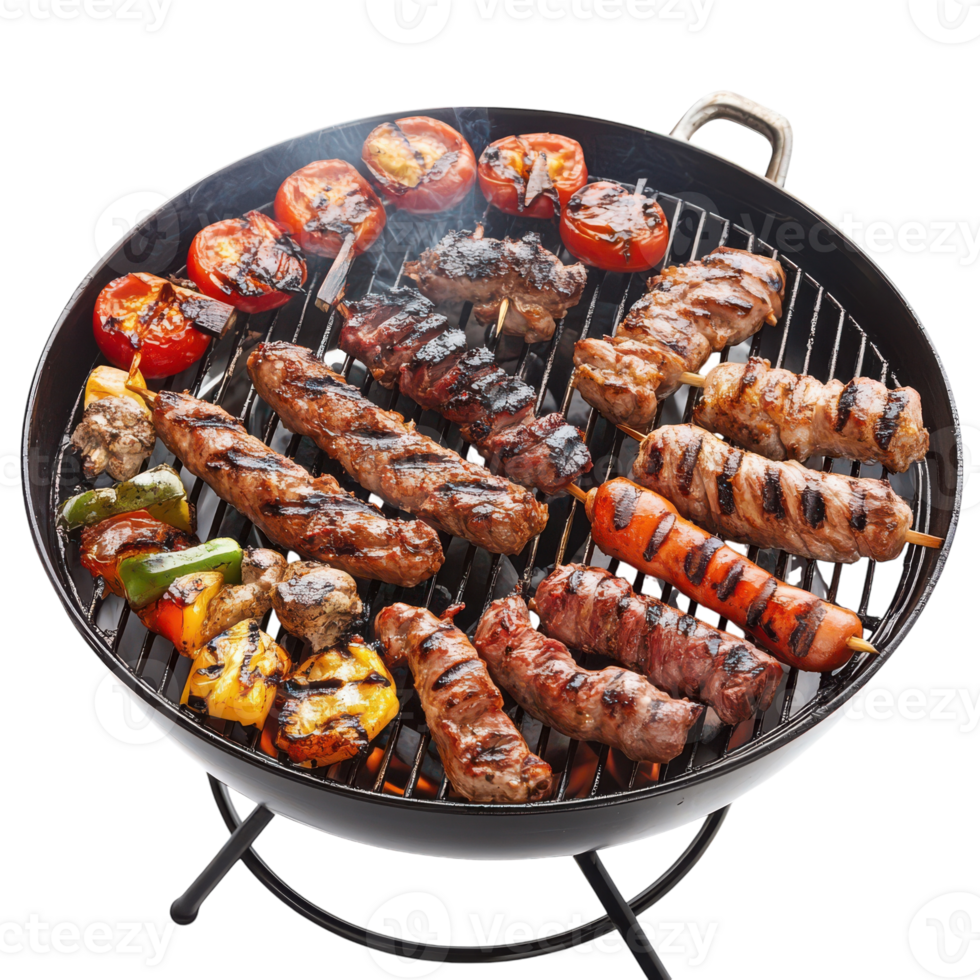 Delicious Barbecue on Grill Isolated Image Transparent Background. png