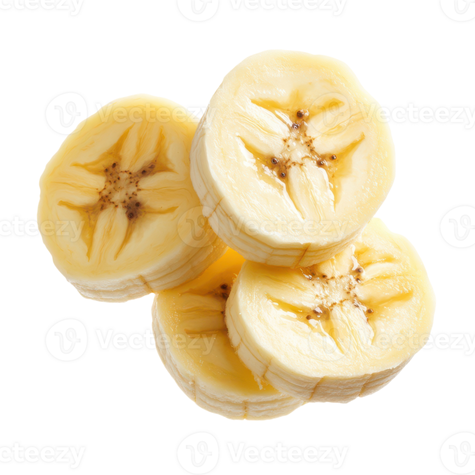 Healthy Banana Slices for Smoothies and Snacks Transparent Background. png