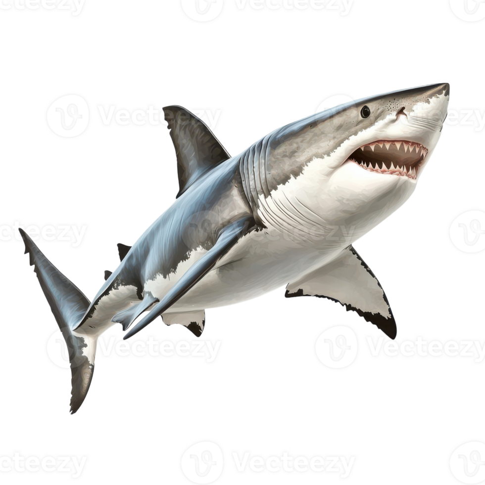 Great White Shark Isolated for Educational Use Transparent Background. png