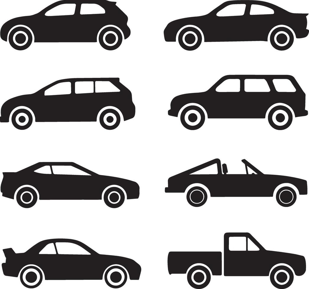 Premium Line Art Illustrations of Various Car bundle design. vector