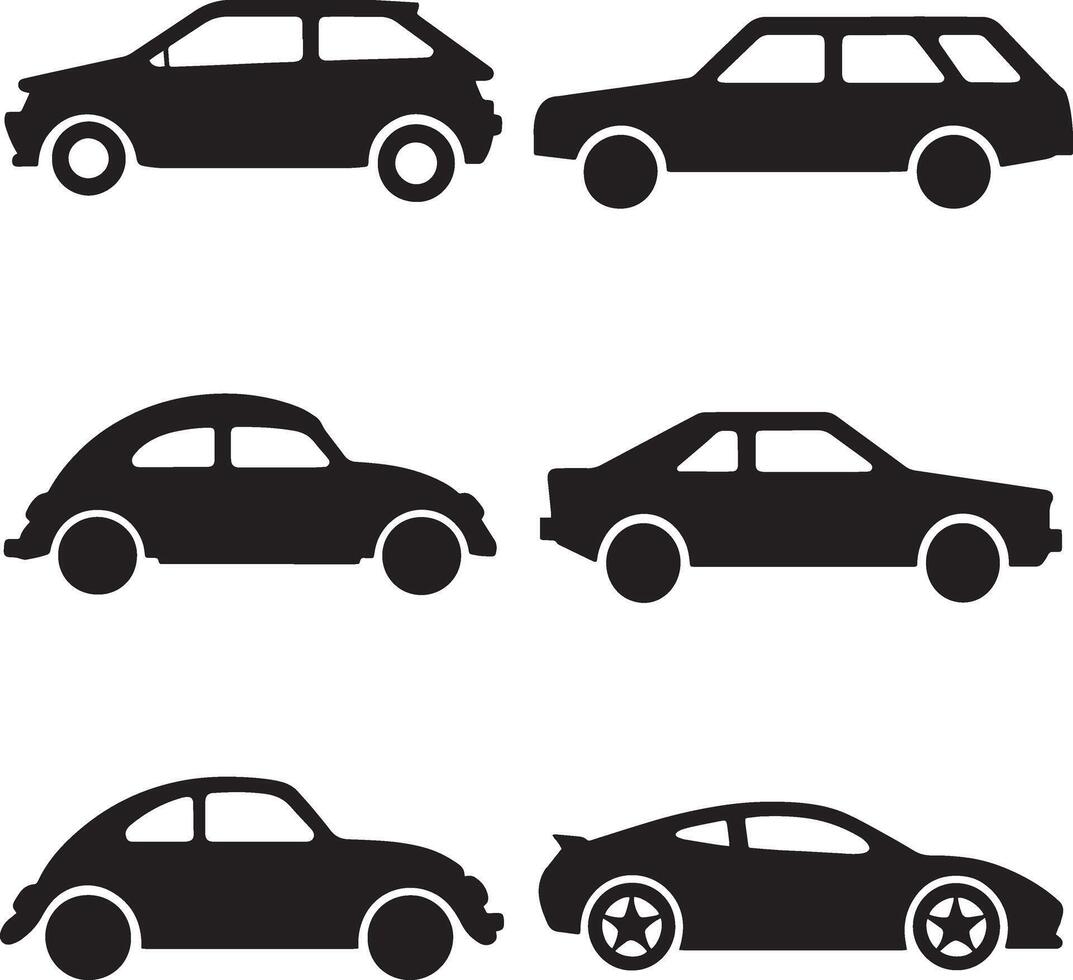 The Simple Line Art Illustrations of Various Car Models vector