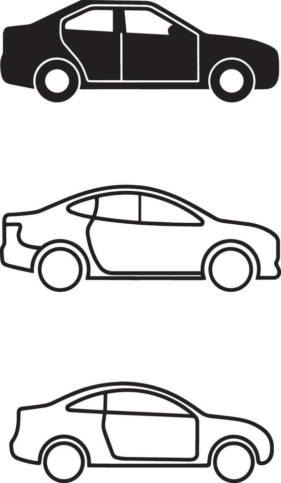 Simple three Black Silhouette Car Icons vector