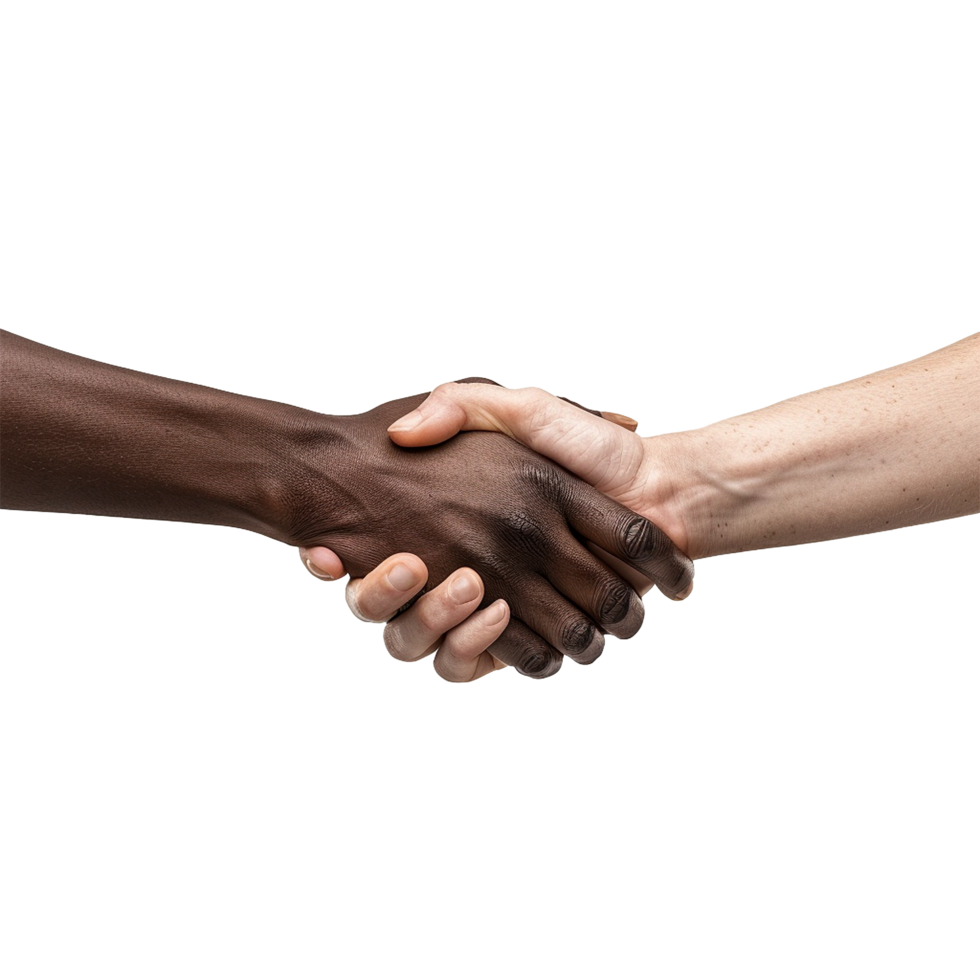 Black and white hands clasped in unity a symbol of diversity and togetherness png