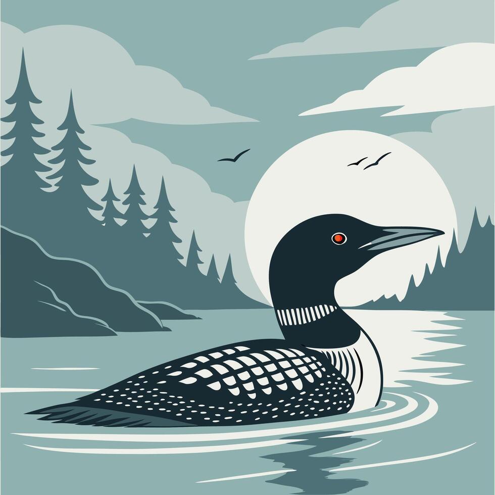 The illustration of common loon bird vector