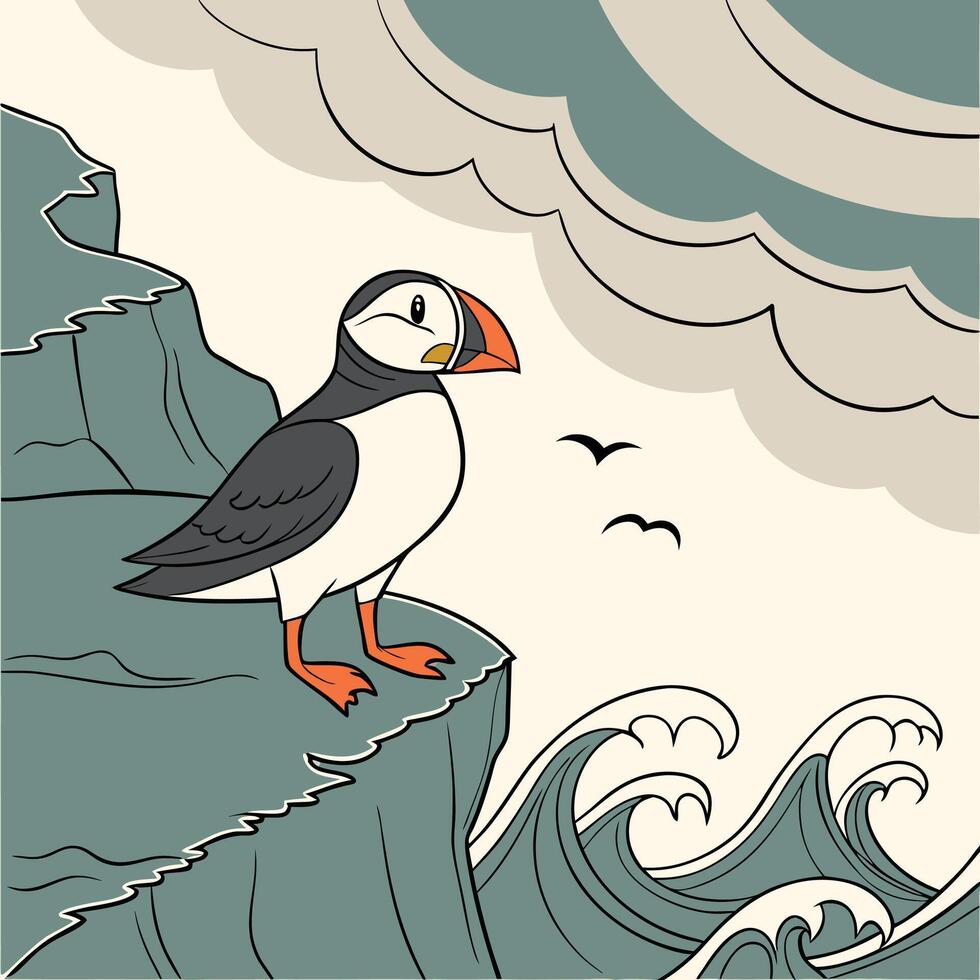 The illustration of puffin bird vector