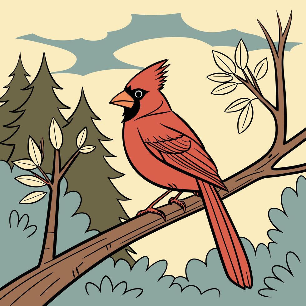 The illustration of northern cardinal bird vector