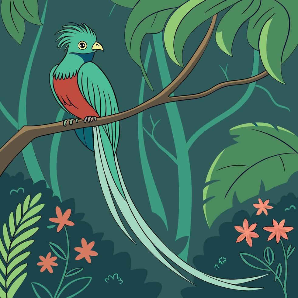 The illustration of resplendent quetzal bird vector