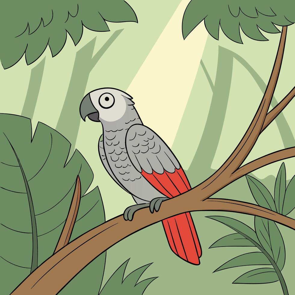 The illustration of african grey parrot bird vector