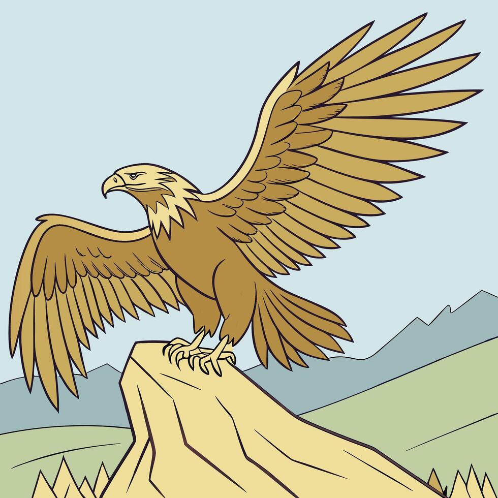 The illustration of golden eagle bird vector