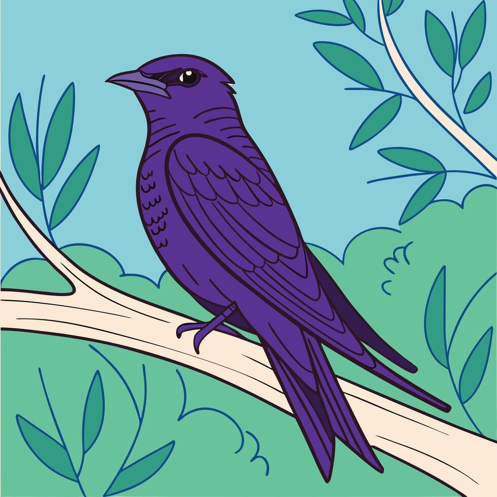 The illustration of purple martin bird vector