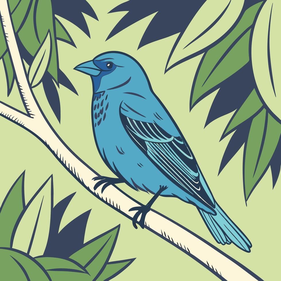 The illustration of indigo bunting bird vector