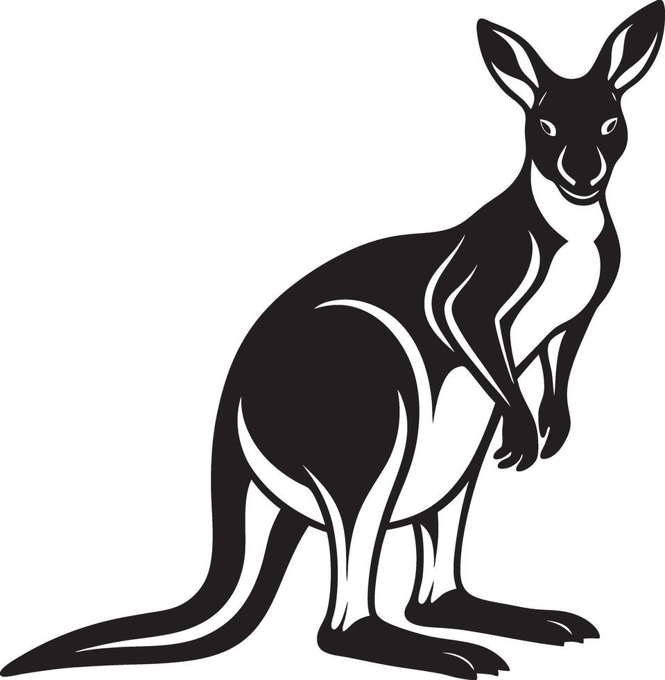 a black and white kangaroo on a white background vector