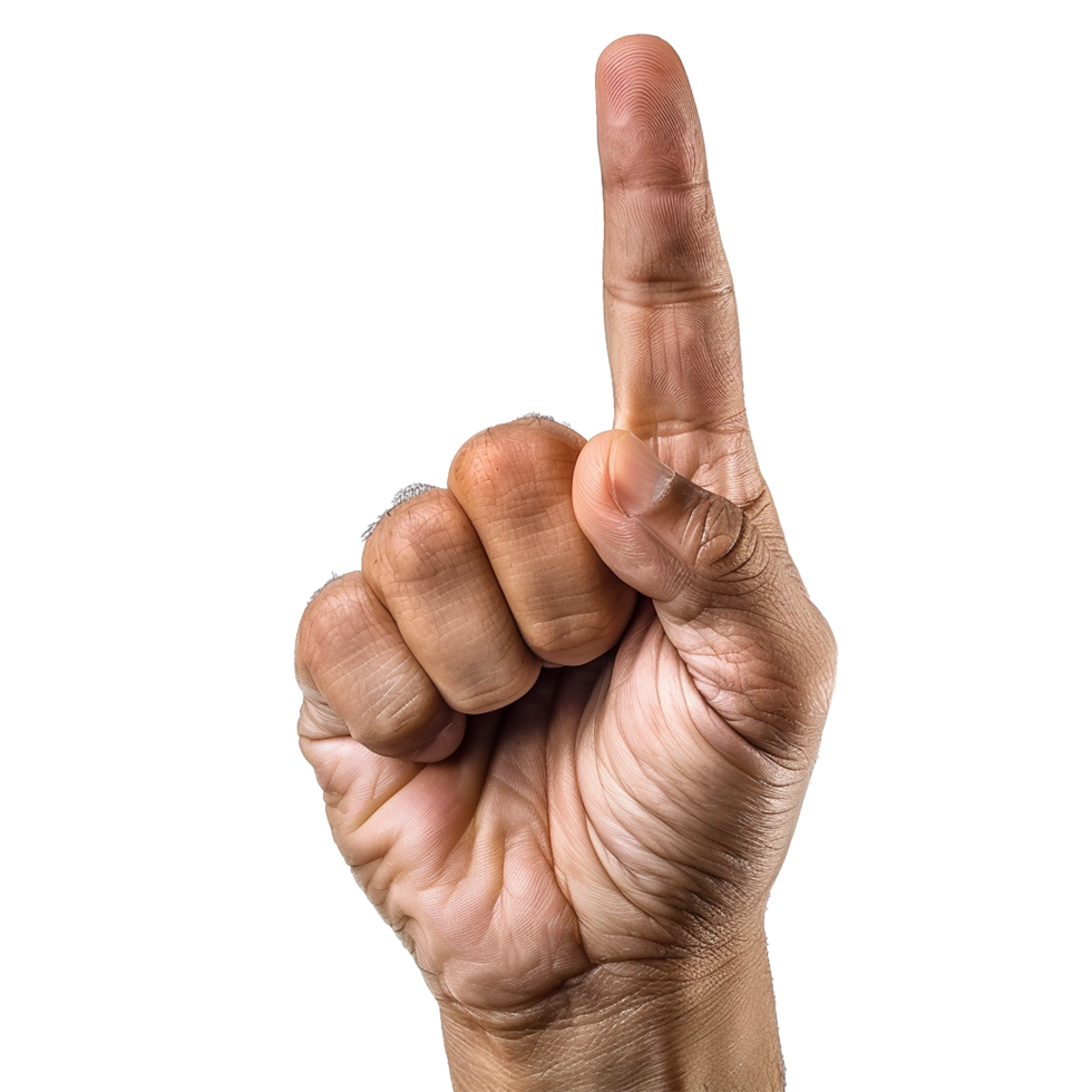 Hand gesture number one index finger up png