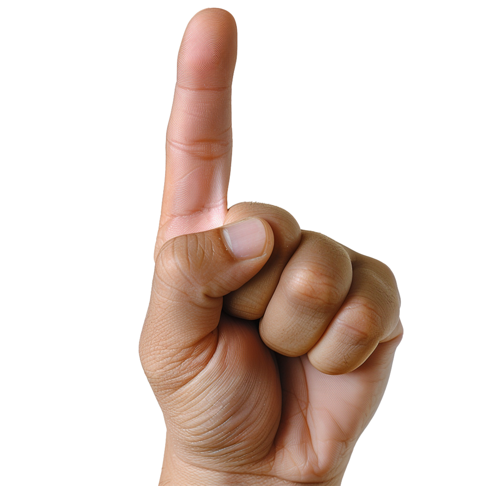 Hand gesture index finger pointing up number one png