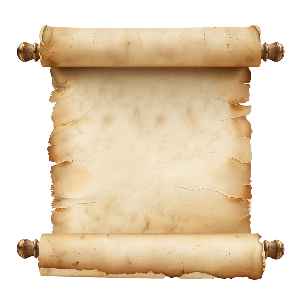 Ancient Parchment Scroll Blank Template Aged Paper Background png