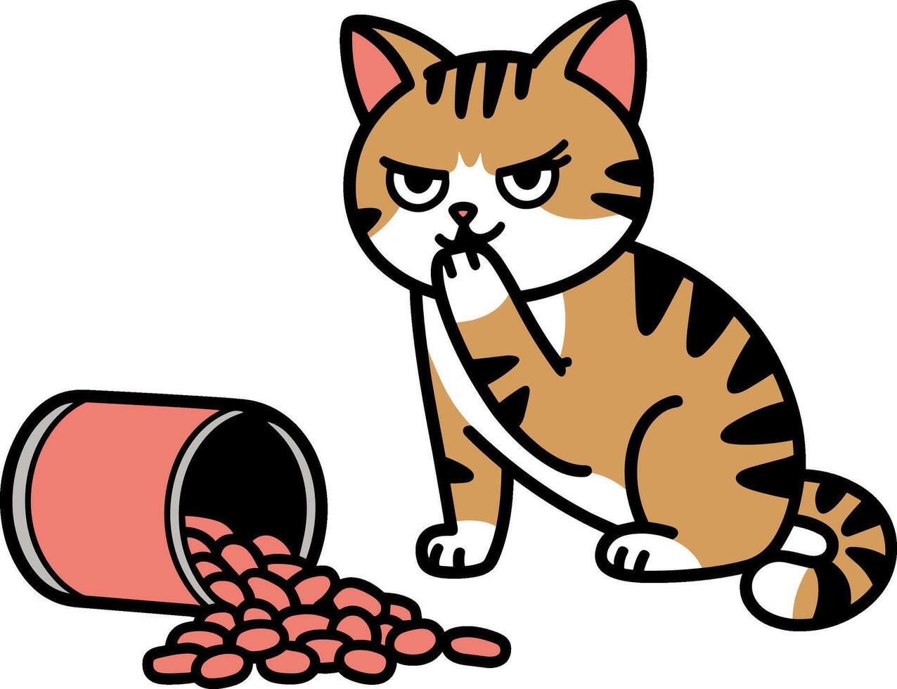 Funny Cat Spilling a Can of Beans vector