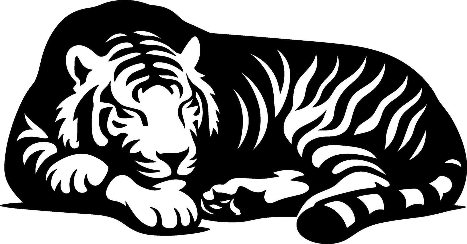 Peaceful Sleeping Tiger Silhouette vector