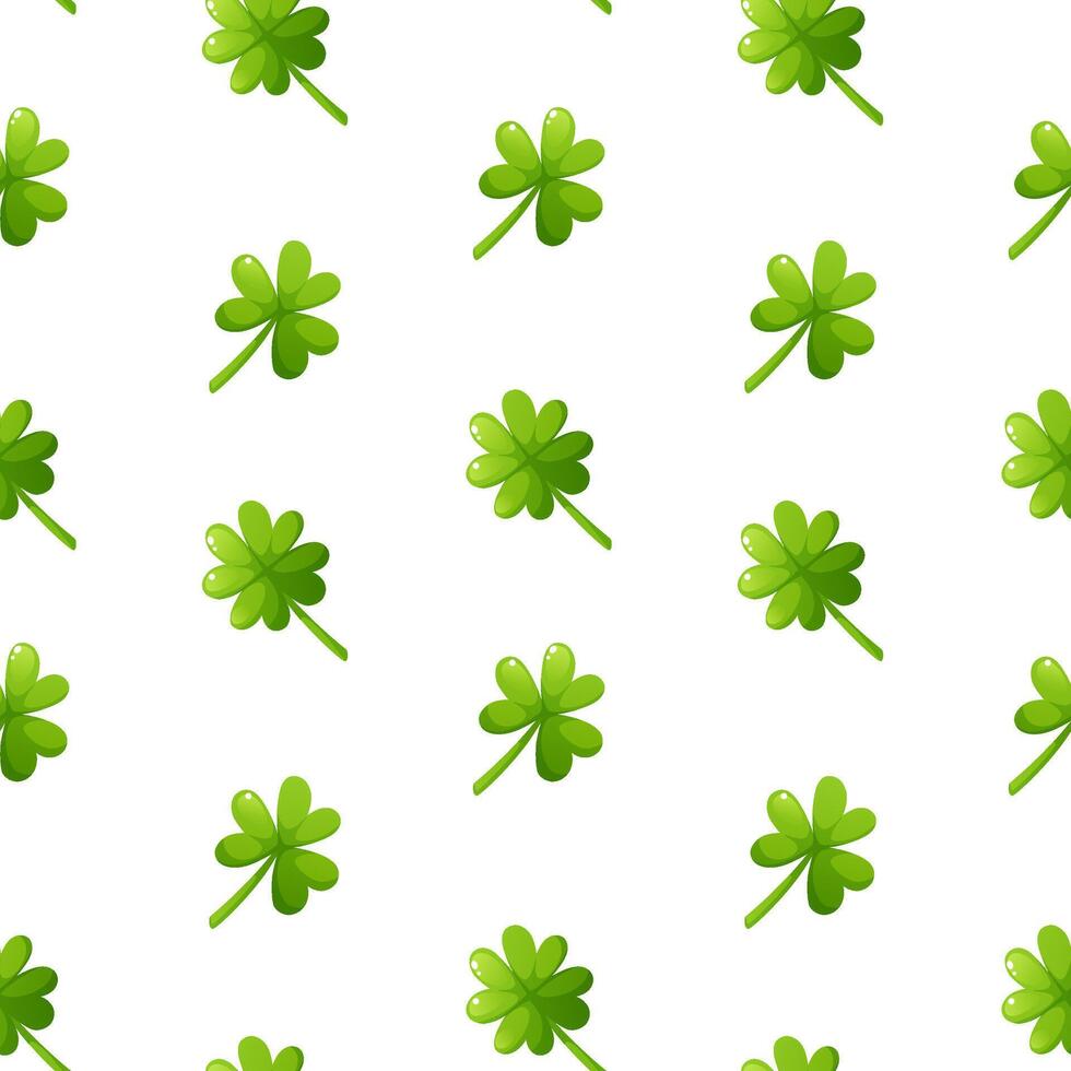 Seamless pattern of shamrock and clover on white background in honor of St. Patrick's Day. Symbol of Ireland. Seamless pattern in the form of shamrock. vector