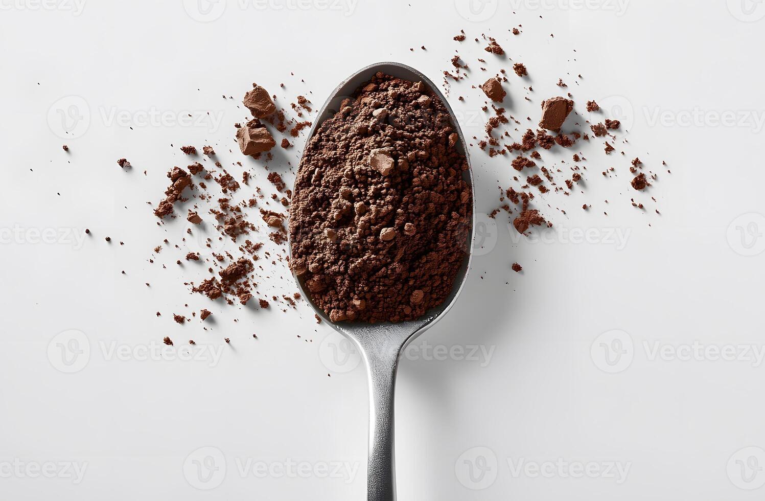 Cocoa Powder in a Spoon on White Background photo