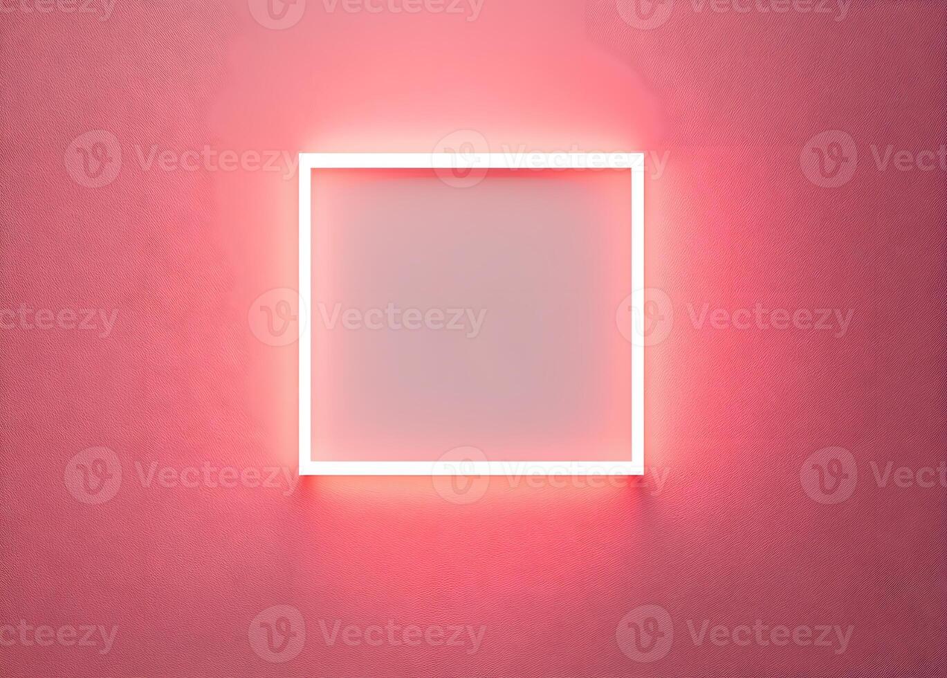 Illuminated Square Frame on Pink Wall photo