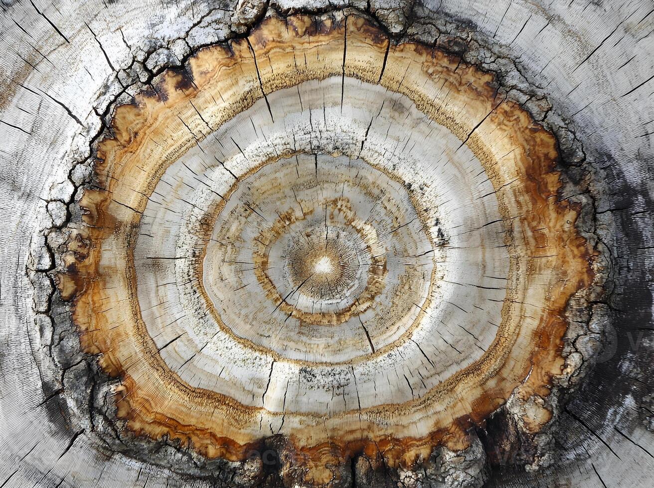Detailed cross section of a weathered tree trunk photo