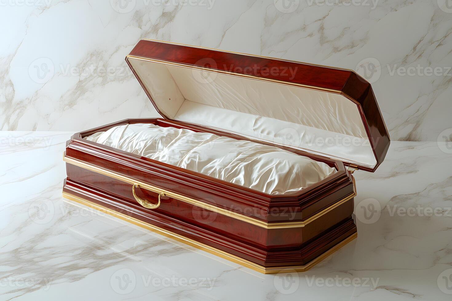 Elegant Mahogany Coffin Awaits Final Rest photo
