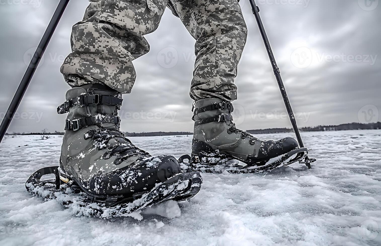 Soldier Ice Skates Winter Terrain Camouflage Boots photo