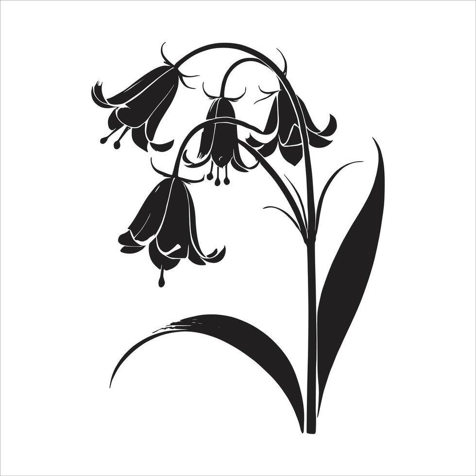 Black and white illustration of a flower vector