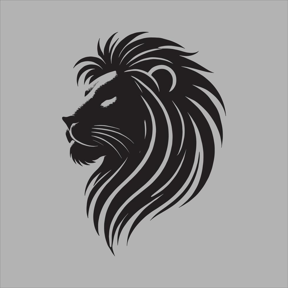 Lion head silhouette on a gray background vector