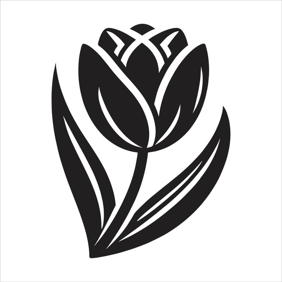 A black and white tulip flower on a white background vector