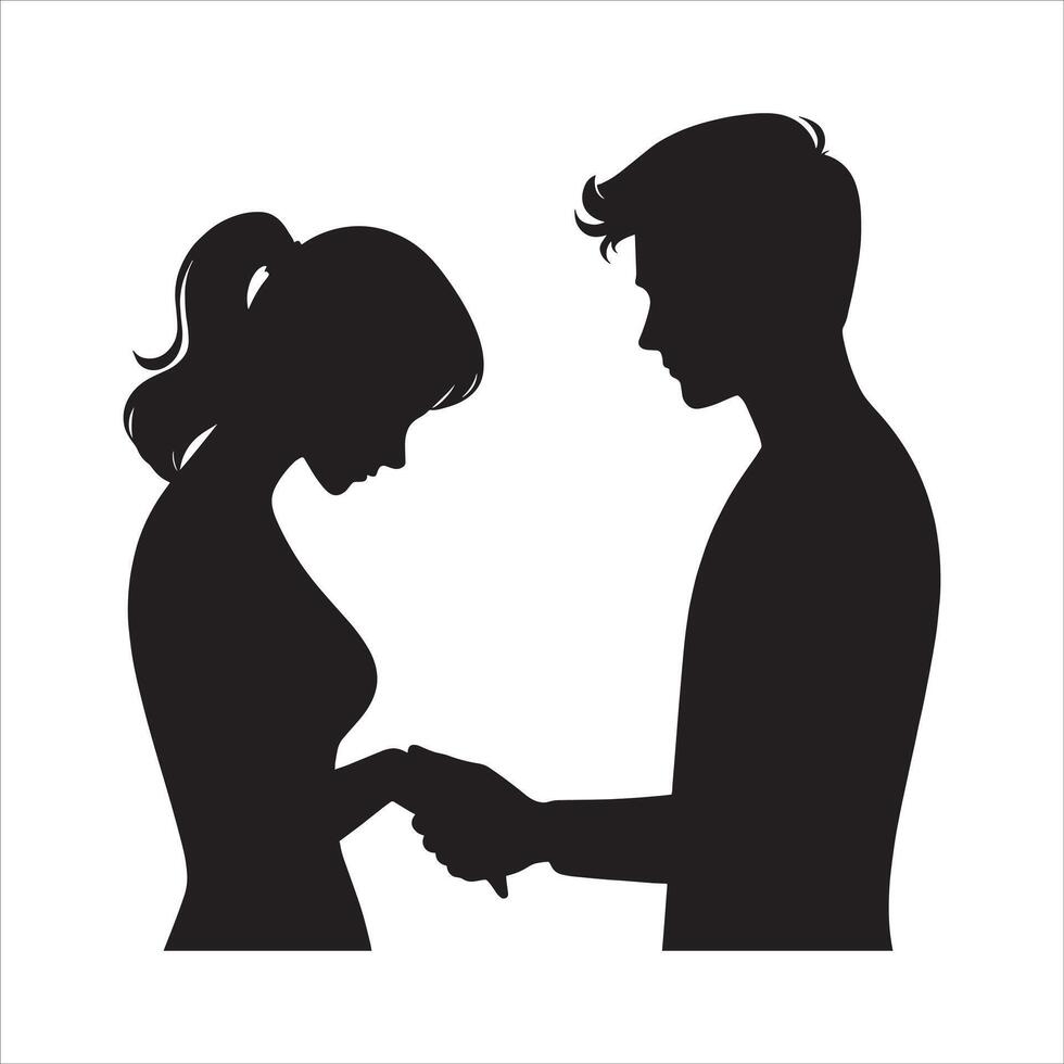 Romantic Proposal Poses of Bride and Groom Silhouette Hugging and Kissing for Happy Valentine's Day and Valentine Week Free Clipart a man and woman holding hands vector