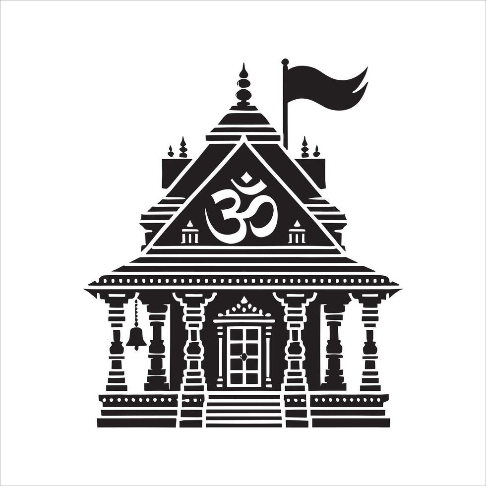 A black and white illustration of a temple vector