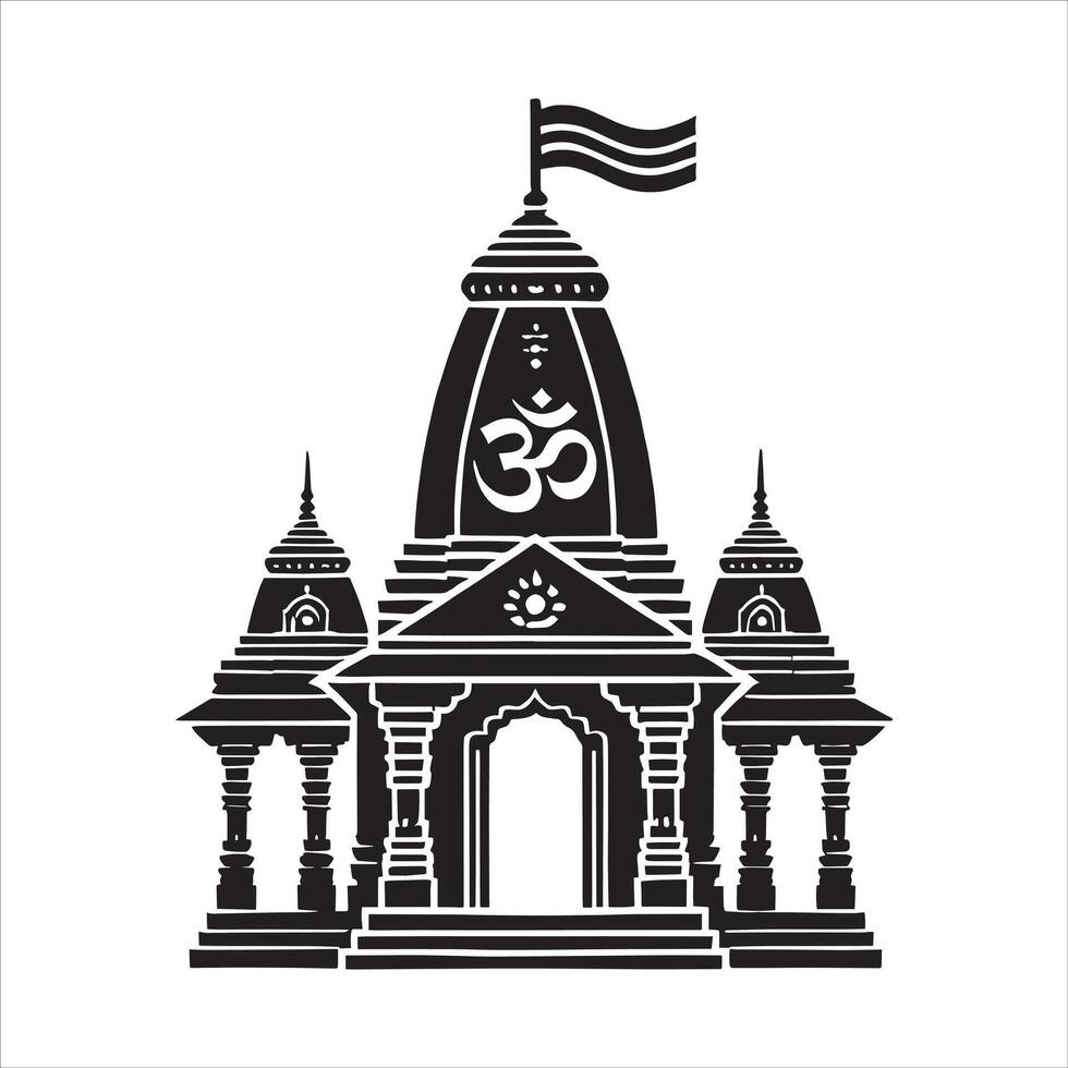 An illustration of a temple with a flag on top vector