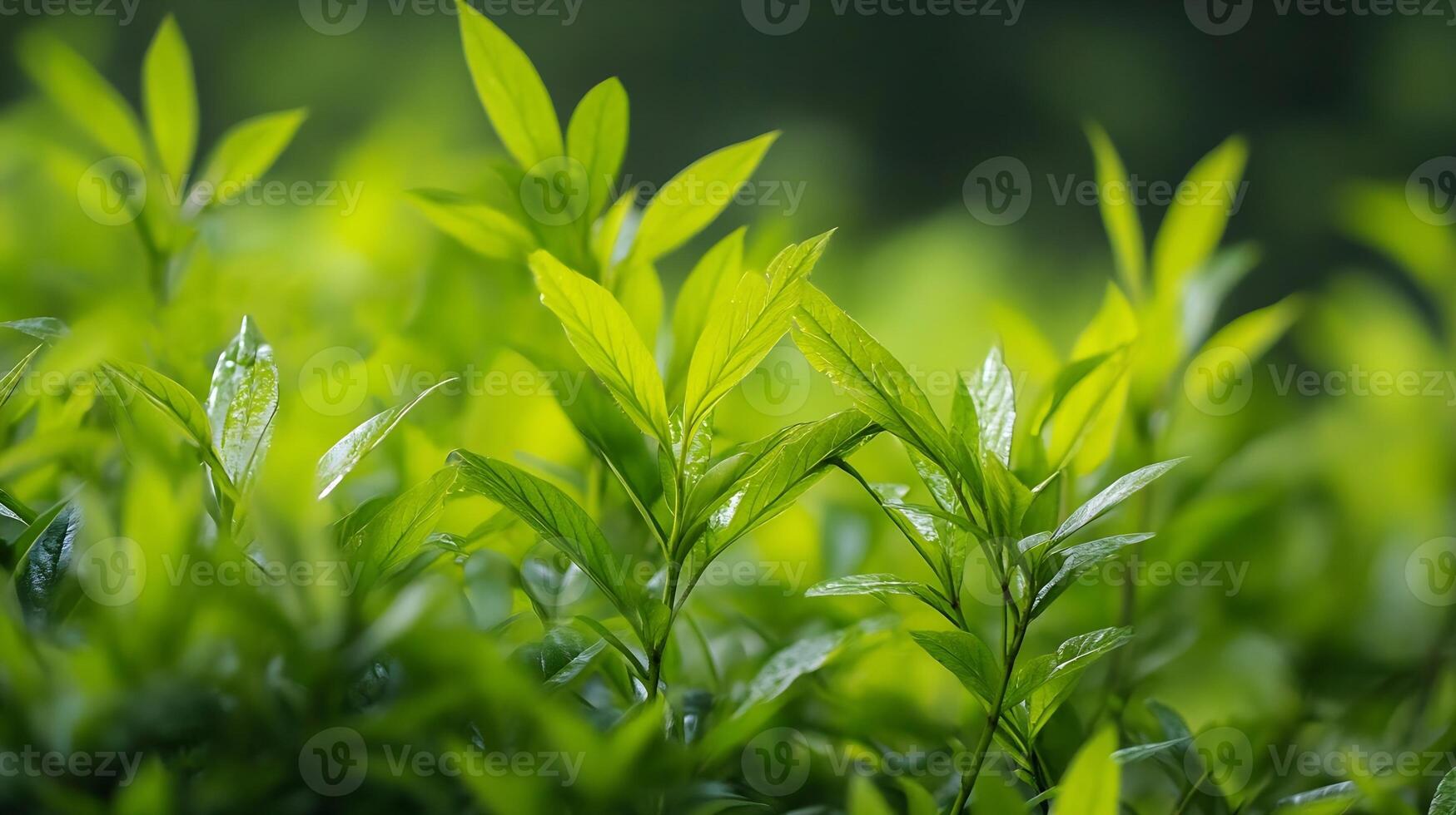 Close Up of Vibrant Green Leaves in Natural Sunlight photo