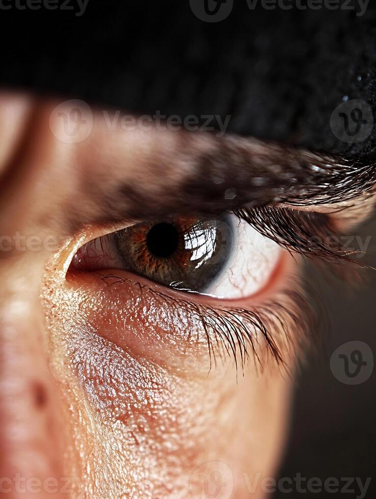 Intense Human Eye Staring With Focus and Determination photo