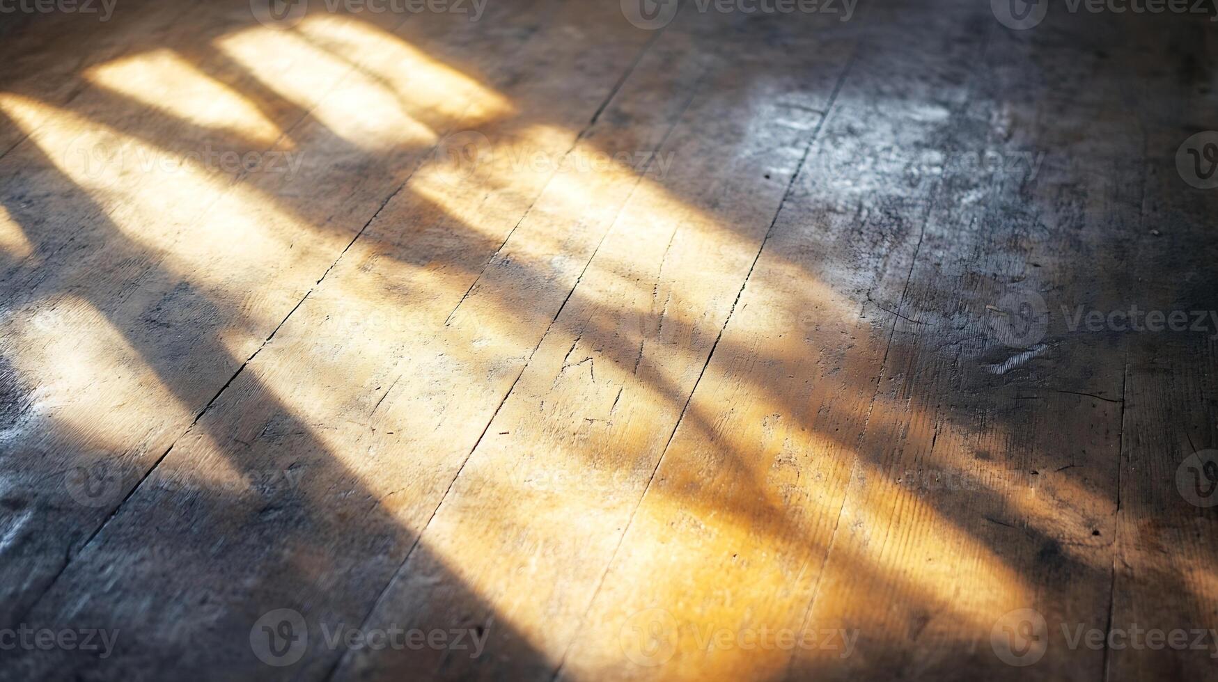 Sunlight Stream Casting Shadows onto Rustic Wooden Floor for Ambient Interior Design photo