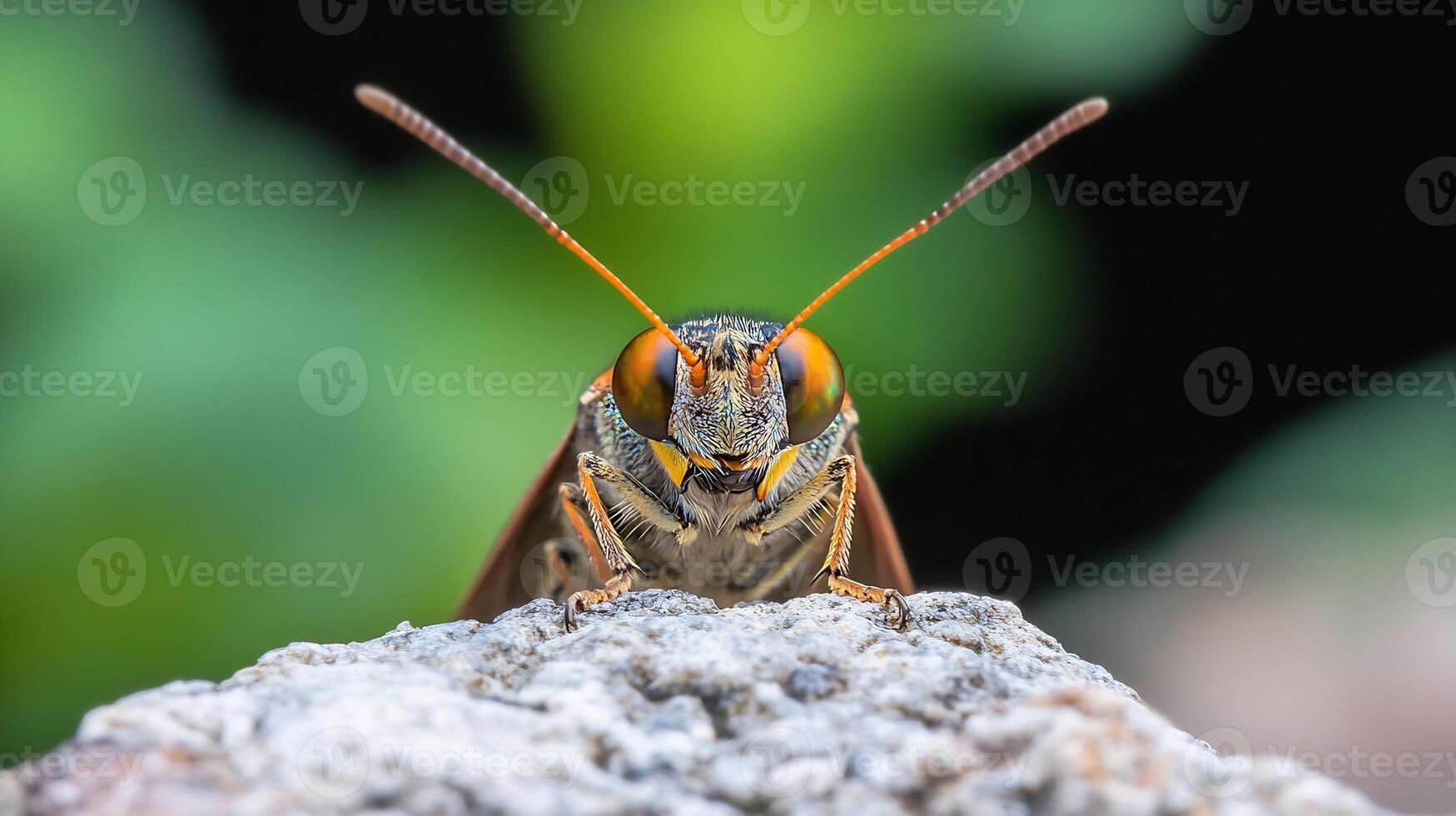 Close-Up of a Forest Cicada on Rock in Natural Habitat for Wildlife Photography photo