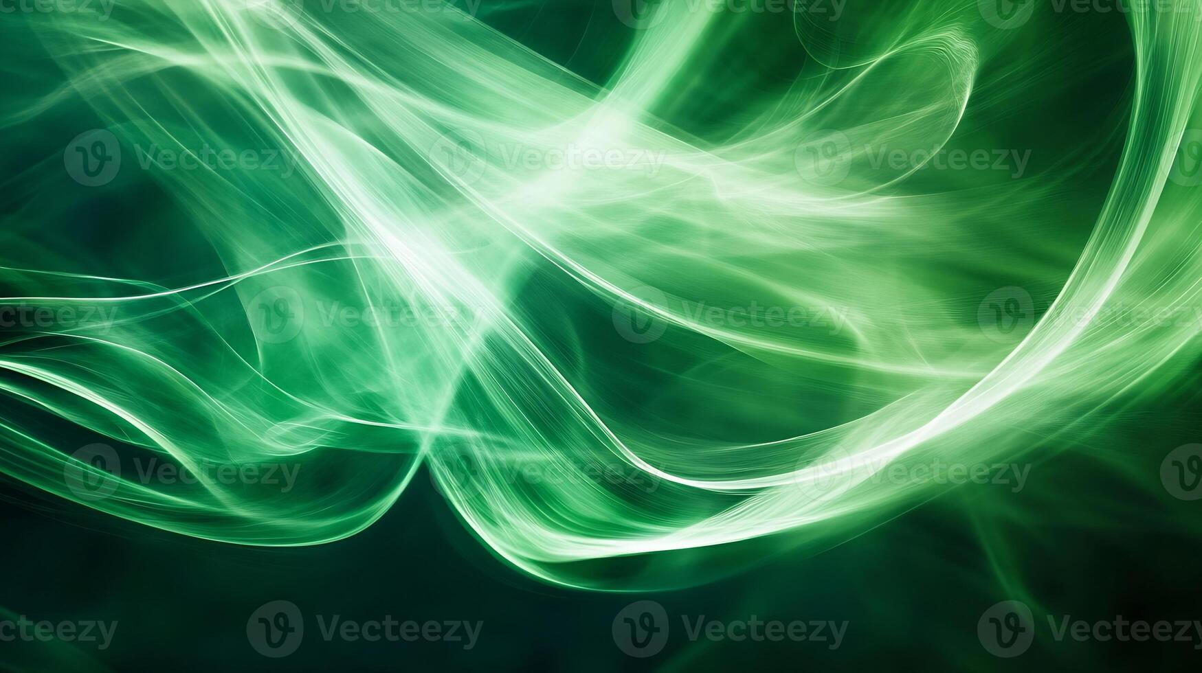 Dynamic Fluidity of Green Smoke on Dark Background for Abstract Art and Creative Design photo