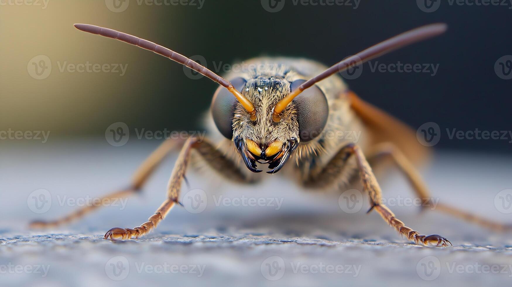 Macro Image of Wasp Close-up Showing Anatomical Details and Insect Behavior photo