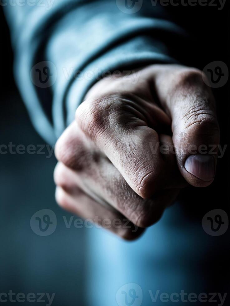 Clenched Fist Conveying Strength Resilience and Determination in Closeup View photo